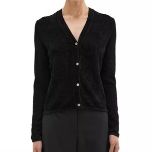 Theory Black Velvet Cardigan L